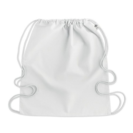 Sac à cordon personnalisé en coton organique YUKI COLOUR Matières : coton biologique Couleurs : blanc marquage couleur éclatante