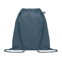 Sac à cordon personnalisé en coton organique YUKI COLOUR Matières : coton biologique Couleurs : bleu marquage laser ultra précis
