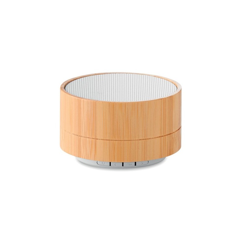 Haut-parleur sans fil en bambou  - SOUND BAMBOO Couleurs : blanc personnalisable avec votre logo