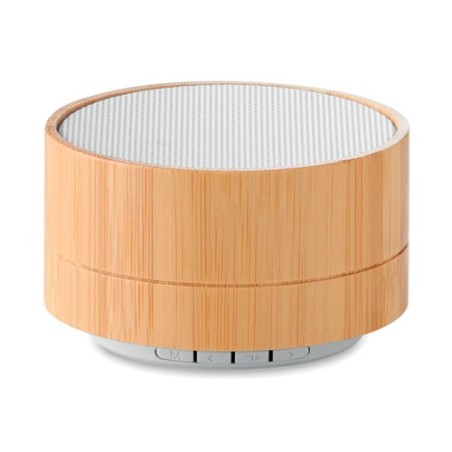 Haut-parleur sans fil en bambou  - SOUND BAMBOO Couleurs : blanc personnalisable avec votre logo