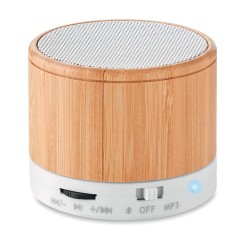 Haut-parleur sans fil  en bambou - SOUND BAMBOO Couleurs : blanc personnalisable avec votre logo