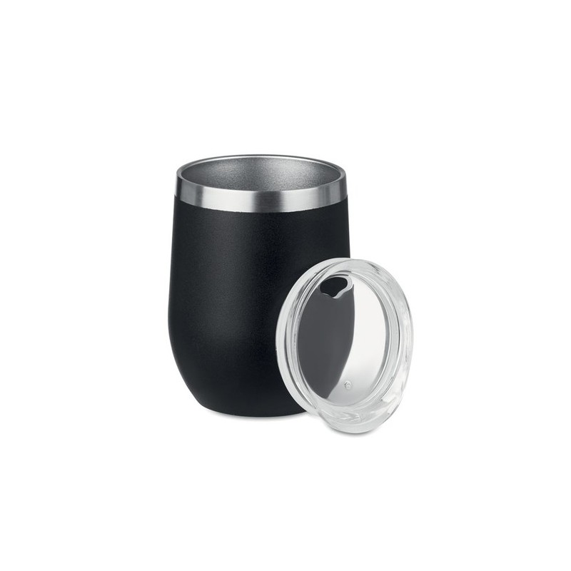 Verre double paroi 300ml  CHIN CHIN avec paille en acier personnalisée Matières : acier inoxydable Couleurs : noir