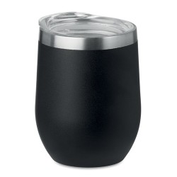 Verre double paroi 300ml  CHIN CHIN avec paille en acier personnalisée Matières : acier inoxydable Couleurs : noir goodies publi