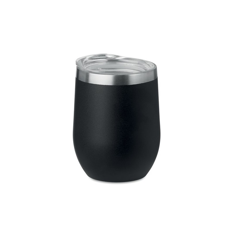 Verre double paroi 300ml  CHIN CHIN avec paille en acier personnalisée Matières : acier inoxydable Couleurs : noir goodies publi
