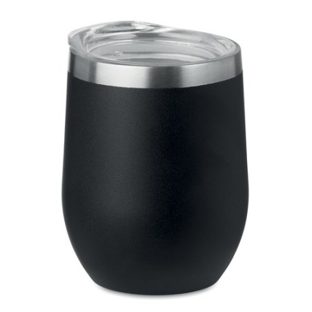 Verre double paroi 300ml  CHIN CHIN avec paille en acier personnalisée Matières : acier inoxydable Couleurs : noir goodies publi