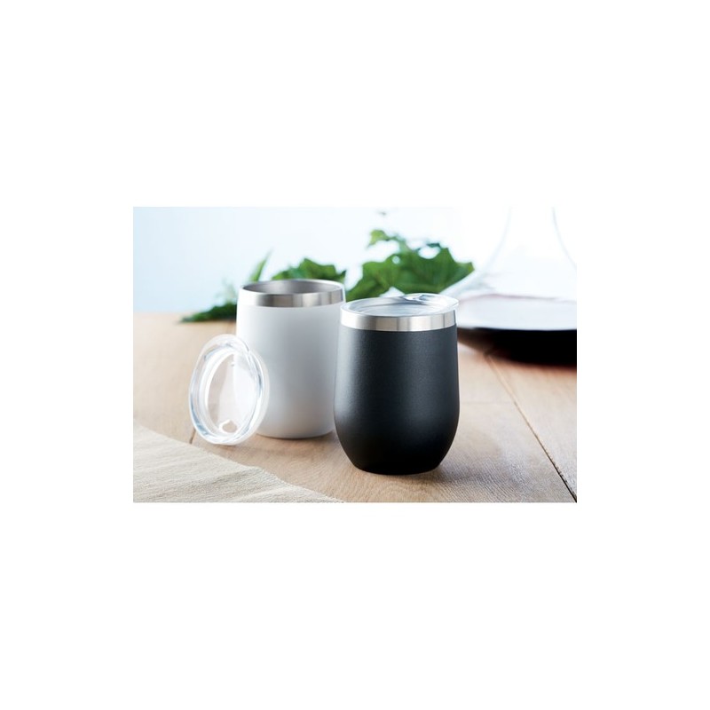 Verre double paroi 300ml  CHIN CHIN avec paille en acier personnalisée Matières : acier inoxydable Couleurs : noir livraison exp