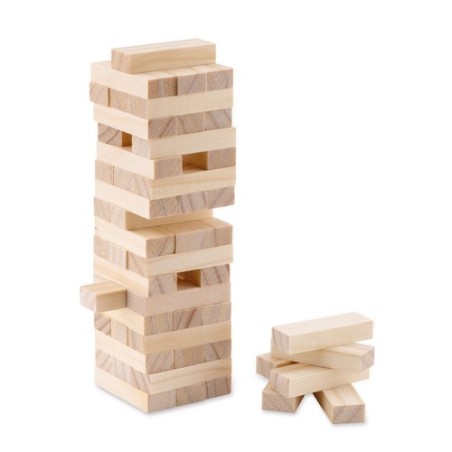 Tour à empiler personnalisée dans pochette - PISA Matières : bois Couleurs : bois personnalisable avec votre logo