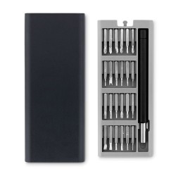 Coffret personnalisé de 24 tournevis de précision - Objets publicitaires Matières : métal Couleurs : noir cadeau entreprise pas 