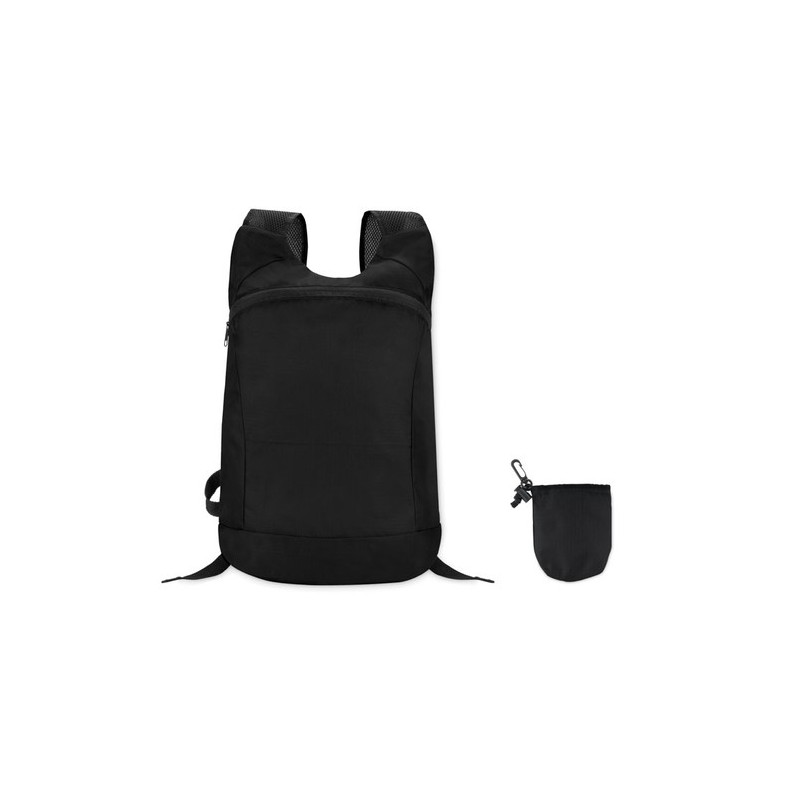 Sac à dos de sport personnalisé en ripstop résistant - JOGGY Matières : PET Couleurs : noir personnalisable avec votre logo