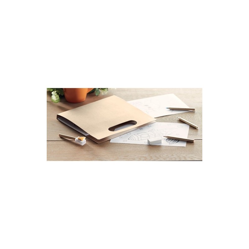 Set de coloriage personnalisé pas cher - FOLDER2 GO Matières : papier Couleurs : beige marquage laser ultra précis