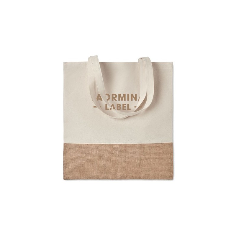 Sac à provisions en jute personnalisable INDIA TOTE Matières : coton Couleurs : beige cadeau entreprise pas cher