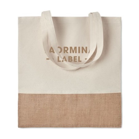 Sac à provisions en jute personnalisable INDIA TOTE Matières : coton Couleurs : beige cadeau entreprise pas cher