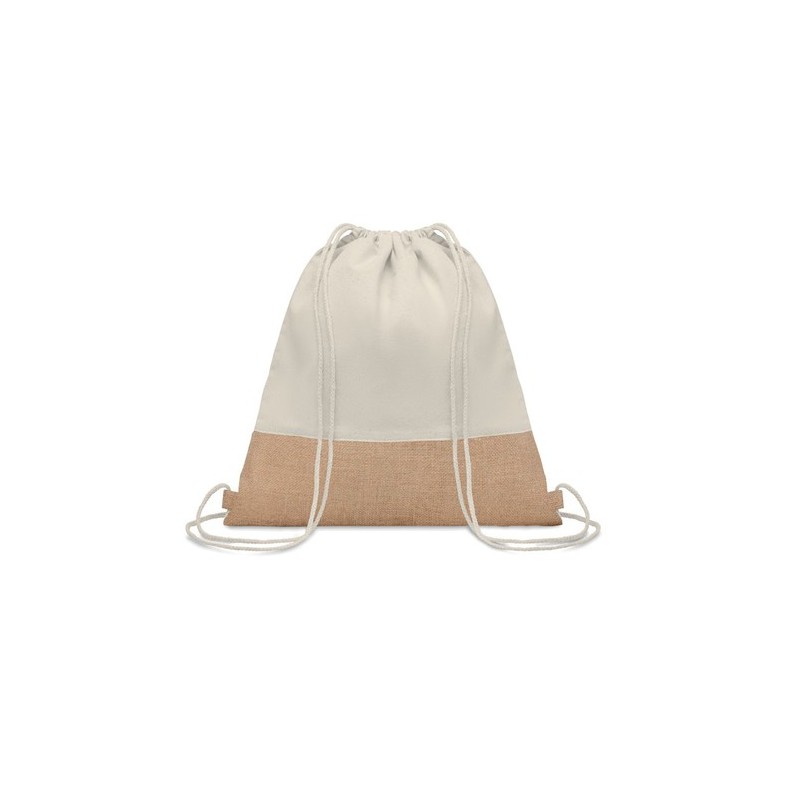 Sac à cordon  avec détails en jute - INDIA Matières : coton Couleurs : beige