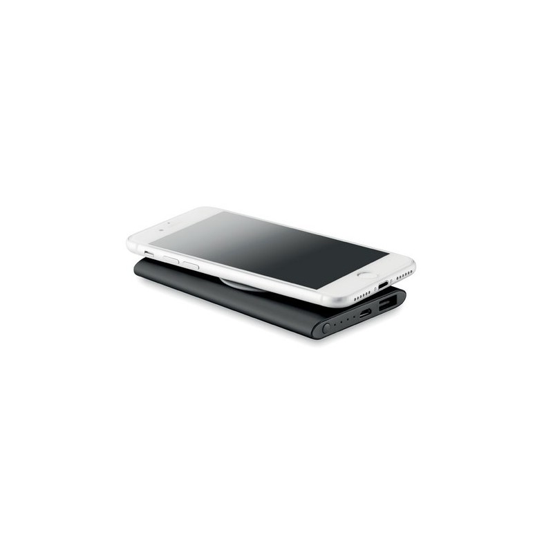 Powerbank sans fil personnalisable 4000mAh POWER&WIRELESS Couleurs : noir impression logo haute qualité