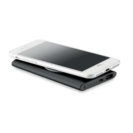Powerbank sans fil personnalisable 4000mAh POWER&WIRELESS Couleurs : noir impression logo haute qualité