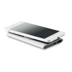 Powerbank sans fil personnalisable 4000mAh POWER&WIRELESS Couleurs : argenté mat cadeau affaires élégant