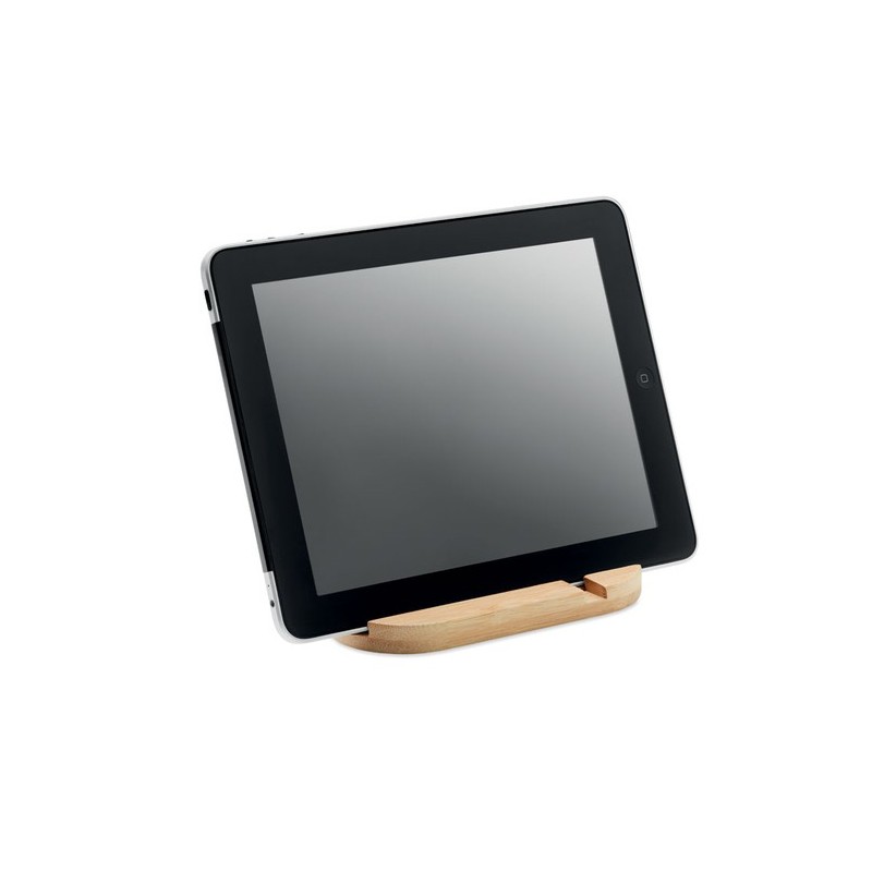 Support Pratique en Bambou Personnalisé pour Tablette/Smartphone ROBIN Matières : bambou Couleurs : bois personnalisable avec vo