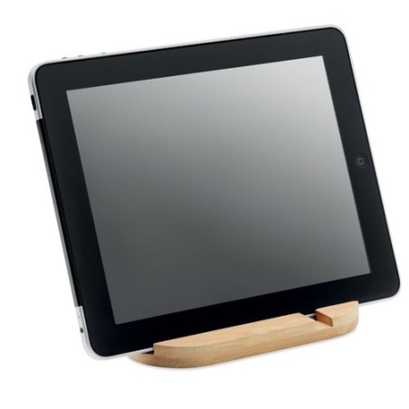 Support Pratique en Bambou Personnalisé pour Tablette/Smartphone ROBIN Matières : bambou Couleurs : bois personnalisable avec vo