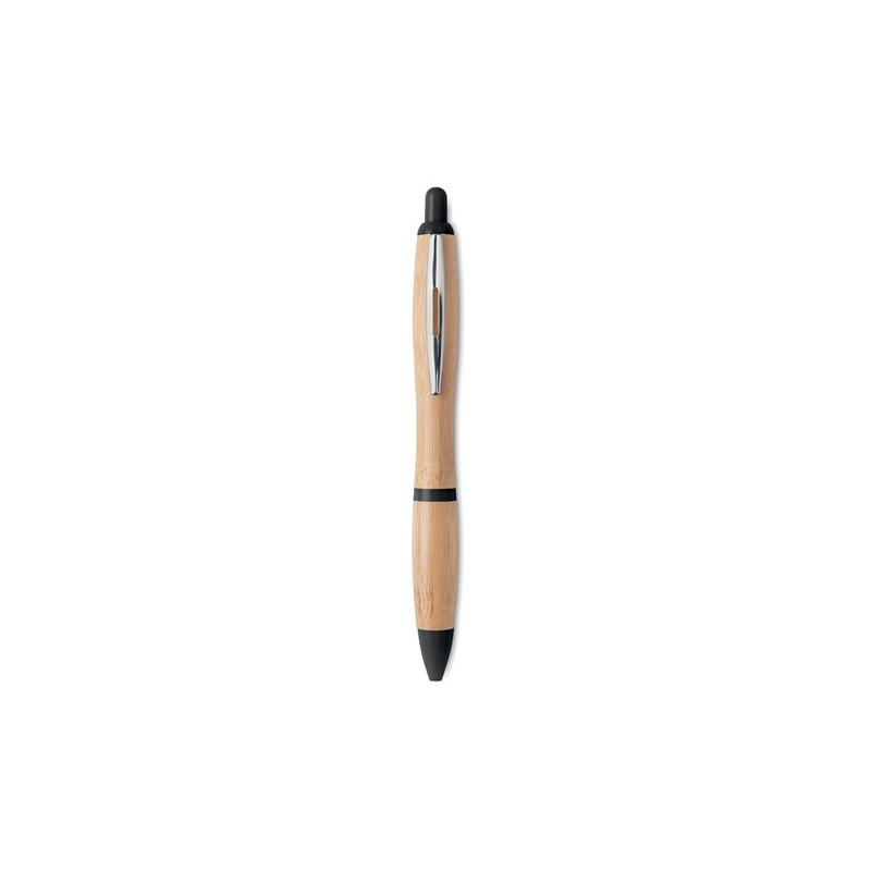 Stylo bille  en ABS et bambou personnalisable - RIO BAMBOO Matières : bambou Couleurs : noir