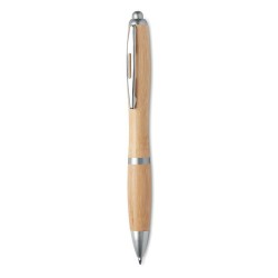 Stylo bille  en ABS et bambou personnalisable - RIO BAMBOO Matières : bambou Couleurs : argenté mat livraison express 24h 48h
