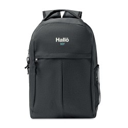 Sac à dos  600D RPET 2 tons - SIENA Matières : PET recyclé Couleurs : noir marquage laser ultra précis