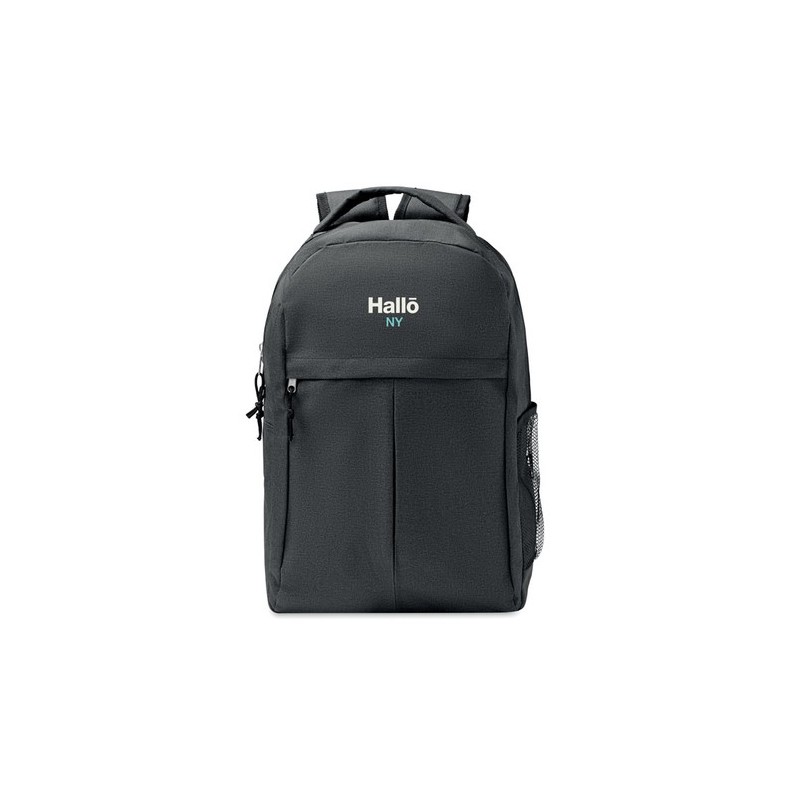 Sac à dos  600D RPET 2 tons - SIENA Matières : PET recyclé Couleurs : noir marquage laser ultra précis