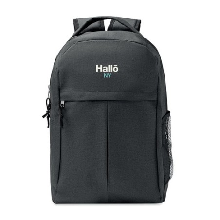 Sac à dos  600D RPET 2 tons - SIENA Matières : PET recyclé Couleurs : noir marquage laser ultra précis