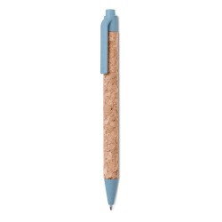 Stylo bille  en liège et blé-pail - MONTADO Matières : ABS Couleurs : bleu marquage laser ultra précis