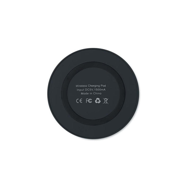 Chargeur sans fil rond pratique et efficace - WIRELESS PLATO Matières : ABS Couleurs : noir cadeau entreprise pas cher