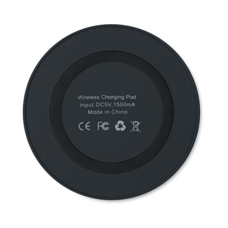 Chargeur sans fil rond pratique et efficace - WIRELESS PLATO Matières : ABS Couleurs : noir cadeau entreprise pas cher