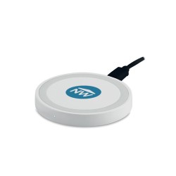 Chargeur sans fil rond pratique et efficace - WIRELESS PLATO Matières : ABS Couleurs : blanc objet promotionnel éco-responsable