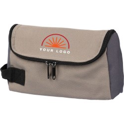 Trousse de toilette  en polyester pas cher Niklas Matières : polyester Couleurs : taupe marquage laser ultra précis
