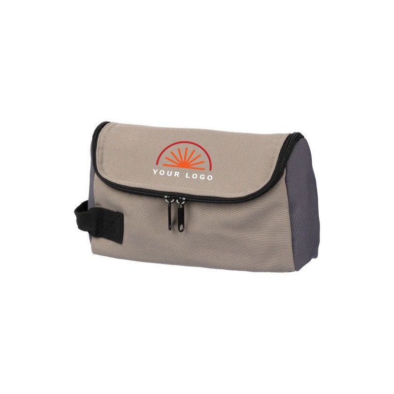 Trousse de toilette  en polyester pas cher Niklas Matières : polyester Couleurs : taupe marquage laser ultra précis