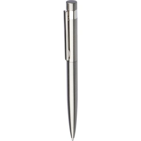 Stylo bille twist  en acier inoxydable recyclé Hannelore Matières : métal Couleurs : argenté personnalisable avec votre logo