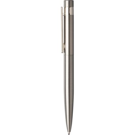 Stylo bille twist  en acier inoxydable recyclé Hannelore Matières : métal Couleurs : argenté impression haute définition