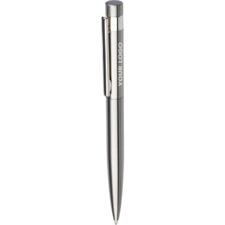 Stylo bille twist  en acier inoxydable recyclé Hannelore Matières : métal Couleurs : argenté marquage laser ultra précis