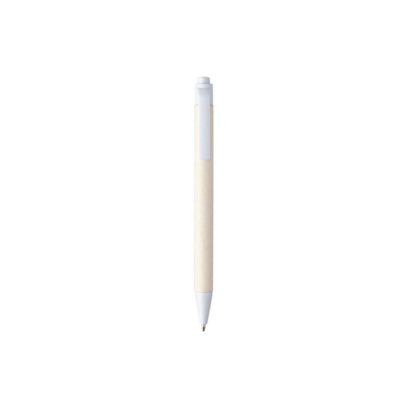 Stylo bille  en brique de lait recyclée - Heike Matières : papier Couleurs : blanc impression haute définition