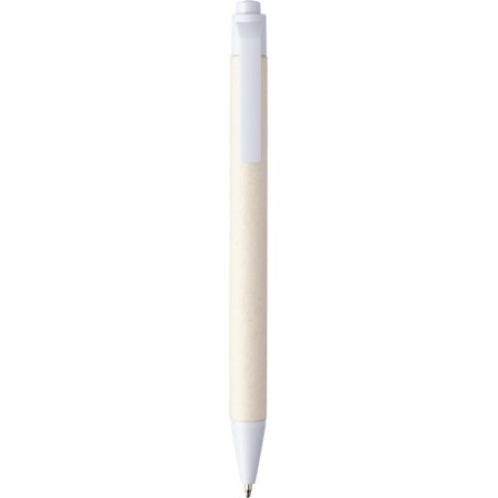 Stylo bille  en brique de lait recyclée - Heike Matières : papier Couleurs : blanc impression haute définition