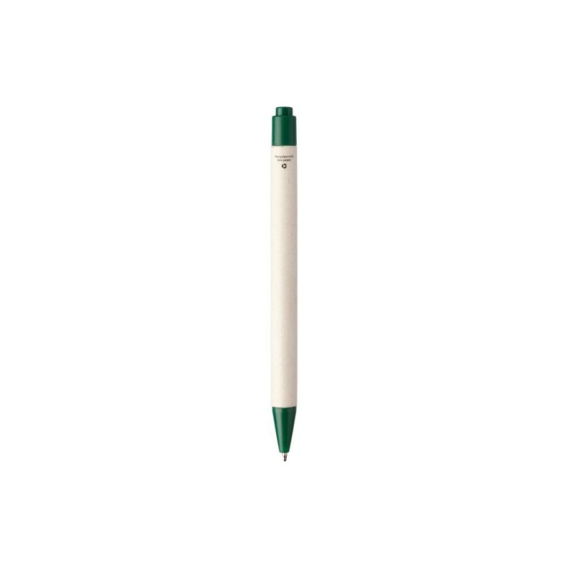 Stylo bille  en brique de lait recyclée - Heike Matières : papier Couleurs : blanc impression logo haute qualité