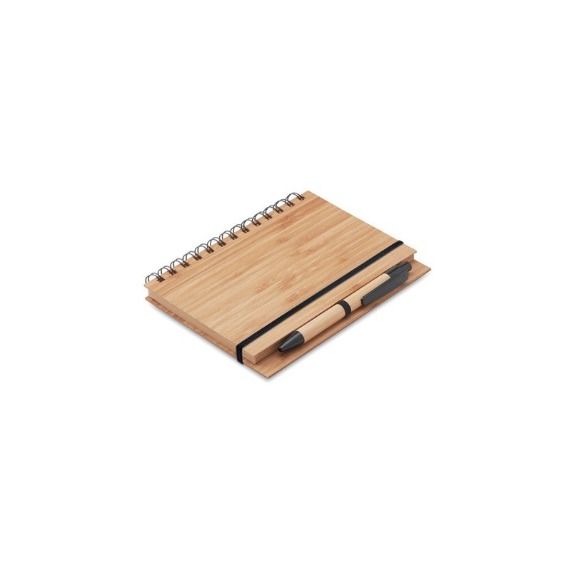 Carnet et stylo s en bambou - BAMBLOC Matières : papier Couleurs : bois personnalisable avec votre logo