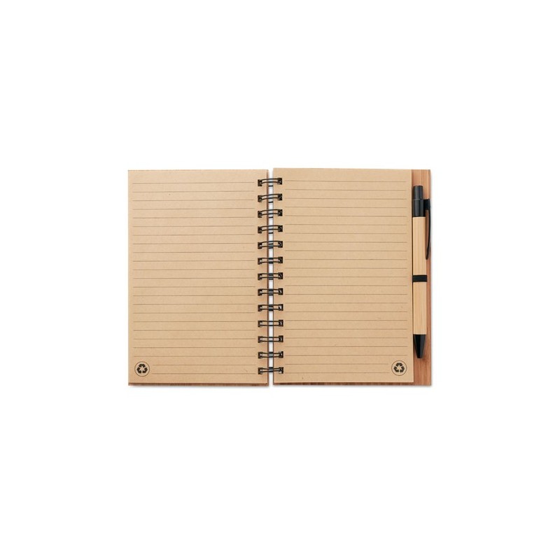 Carnet et stylo s en bambou - BAMBLOC Matières : papier Couleurs : bois cadeau entreprise pas cher