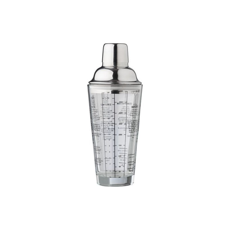 Shaker gradué en verre et inox personnalisé Adela Matières : silicone Couleurs : naturel