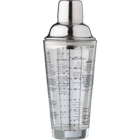 Shaker gradué en verre et inox personnalisé Adela Matières : silicone Couleurs : naturel cadeau entreprise pas cher