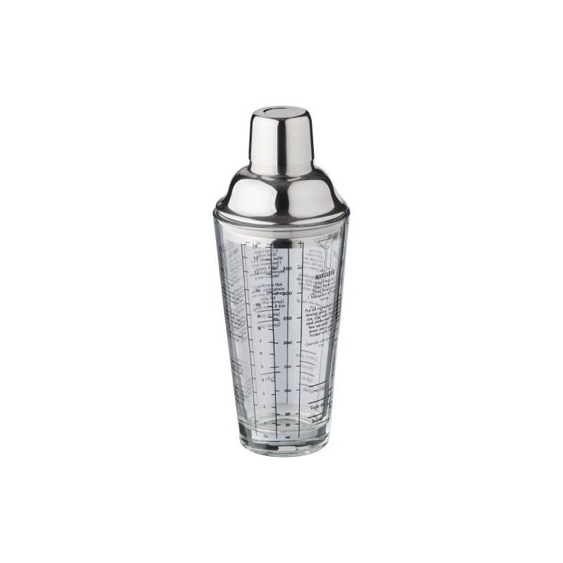Shaker gradué en verre et inox personnalisé Adela Matières : silicone Couleurs : naturel marquage laser ultra précis