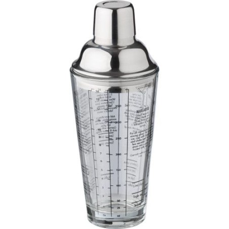Shaker gradué en verre et inox personnalisé Adela Matières : silicone Couleurs : naturel marquage laser ultra précis