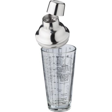 Shaker gradué en verre et inox personnalisé Adela Matières : silicone Couleurs : naturel livraison express 24h 48h
