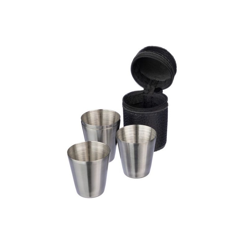Set  de 4 verres à shot en inox Benjamin Matières : bambou Couleurs : noir personnalisable avec votre logo
