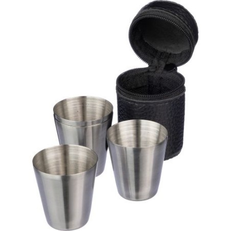 Set  de 4 verres à shot en inox Benjamin Matières : bambou Couleurs : noir personnalisable avec votre logo