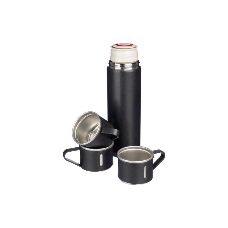 Set personnalisé de deux tasses isothermes et d'une bouteille Herbert pas cher Matières : bambou Couleurs : argenté cadeau colla
