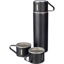 Set personnalisé de deux tasses isothermes et d'une bouteille Herbert pas cher Matières : bambou Couleurs : argenté accessoire é